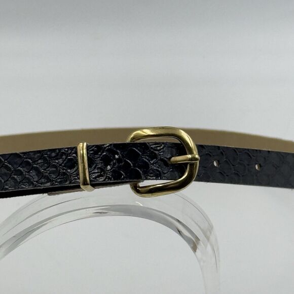 Women Gold Buckle Snakeskin Pattern Dress Belt Slim Wide Size 12 - Picture 9 of 15